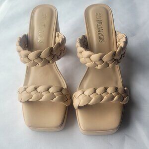 Braided Strap Chunky Heel-Slide On‎ Sandal